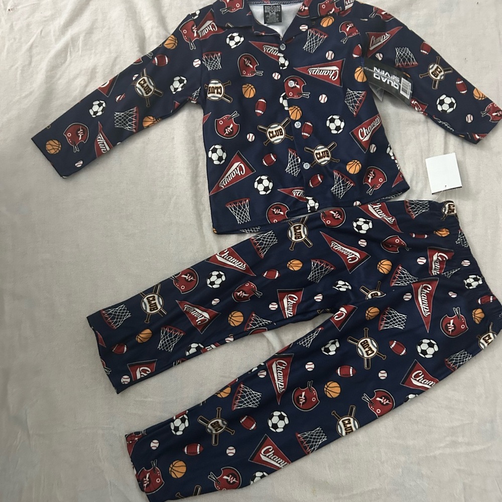 Kids Sports Print Pajama Set pijama new